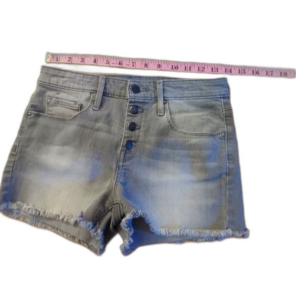 Mossimo High Rise Denim Shorts Gray Button Fly Cotton Sz 4 - Picture 5 of 8